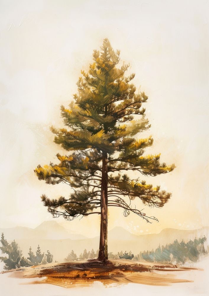 fire pine tree painting landscape | Premium Photo Illustration - rawpixel