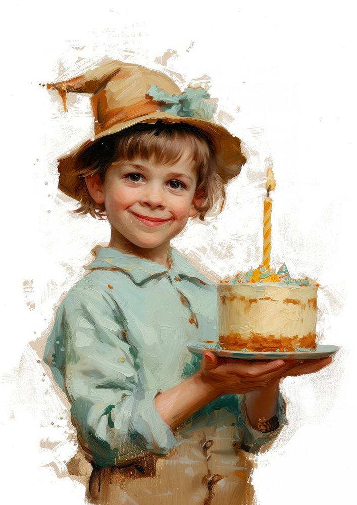 A happy kid holding a simple birthday cake celebration happiness innocence.