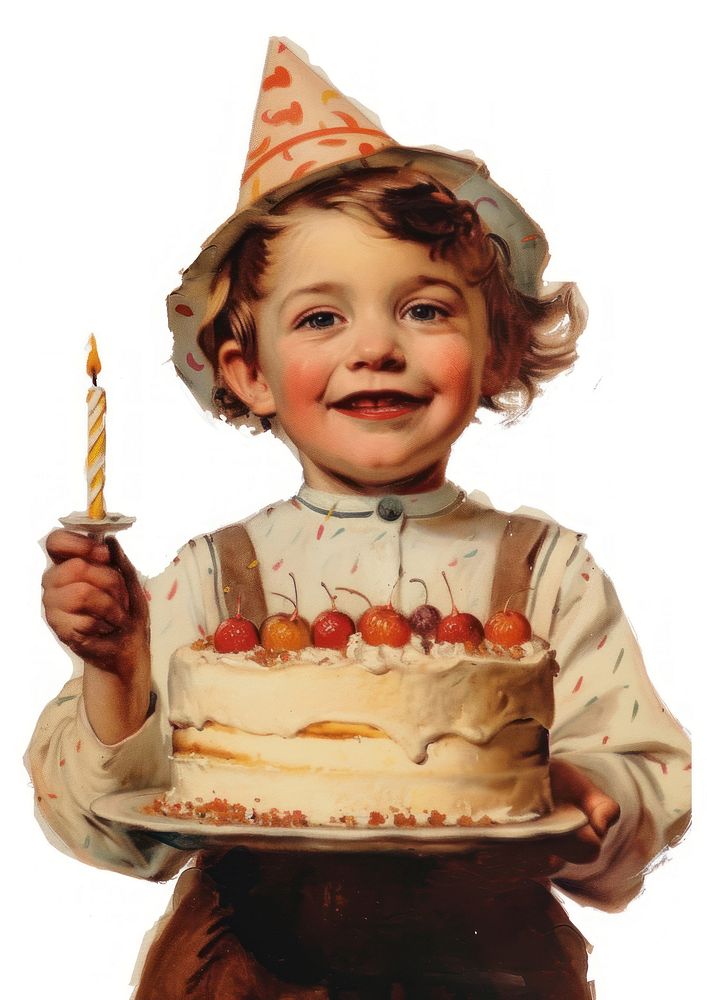 A happy kid holding a simple birthday cake celebration happiness innocence.