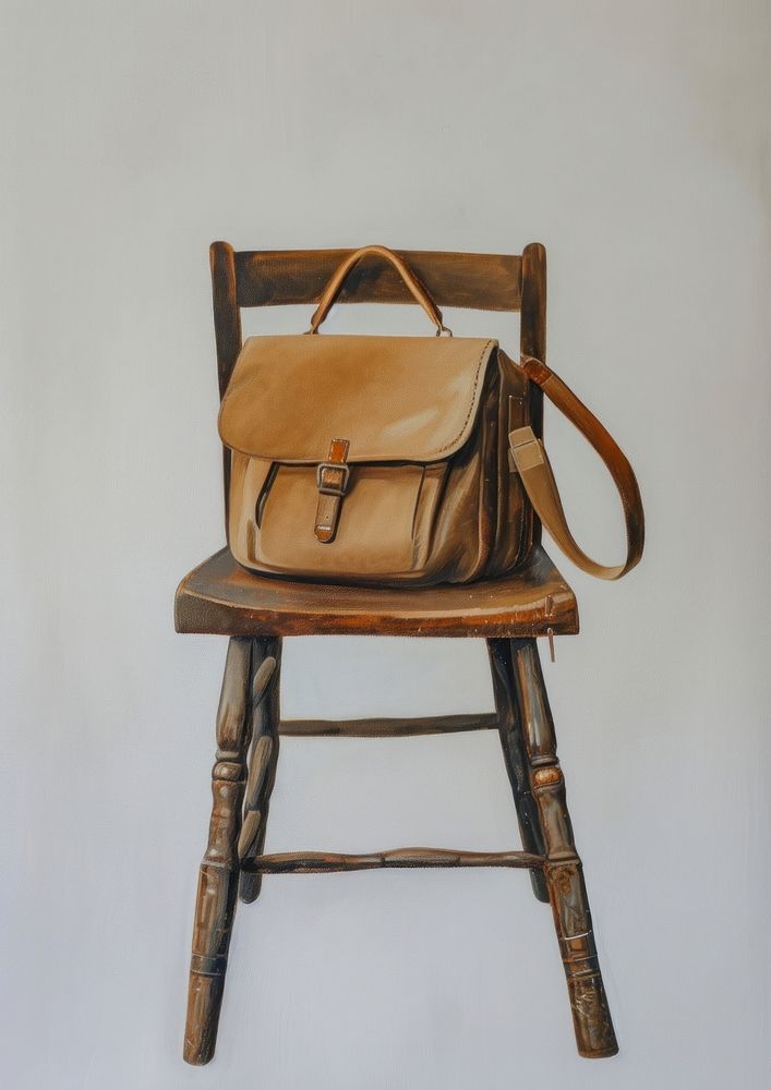A Student Bag on a Wooden Chair chair bag furniture.