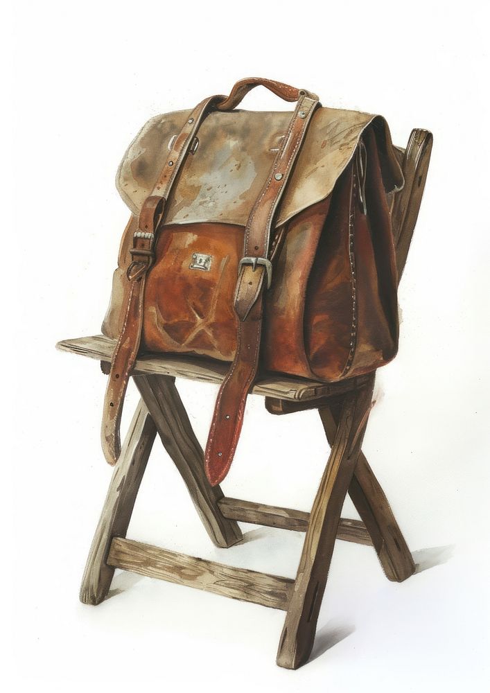 A Student Bag on a Rustic Wooden Chair chair bag briefcase.