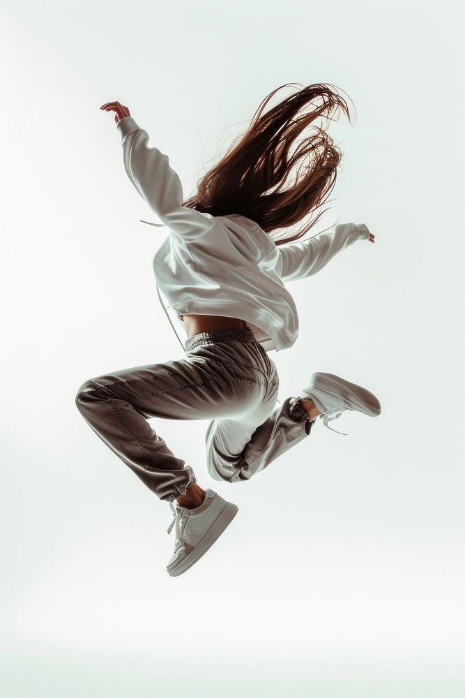 Woman jump jumping dancing white.