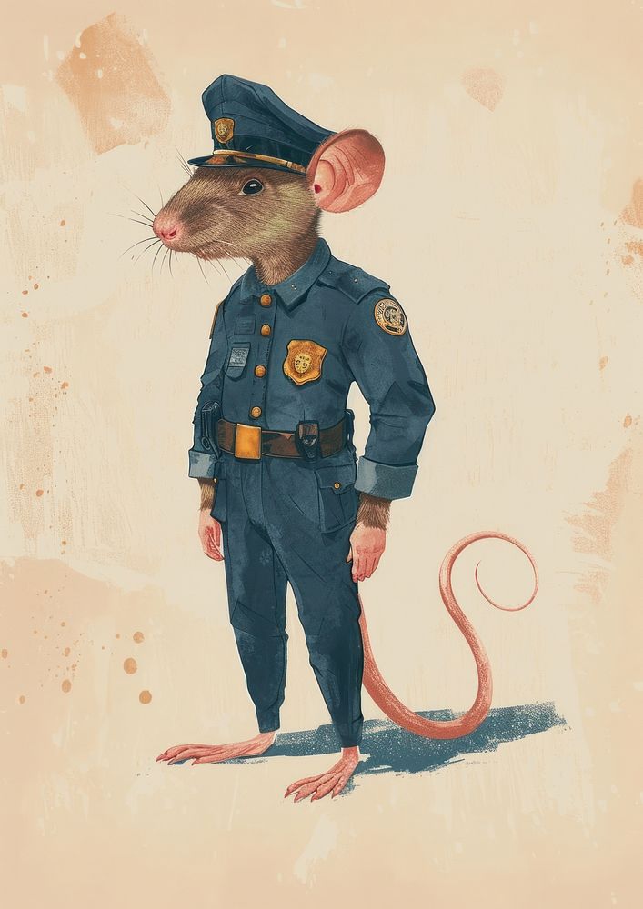 Police rat in person character animal mammal adult.