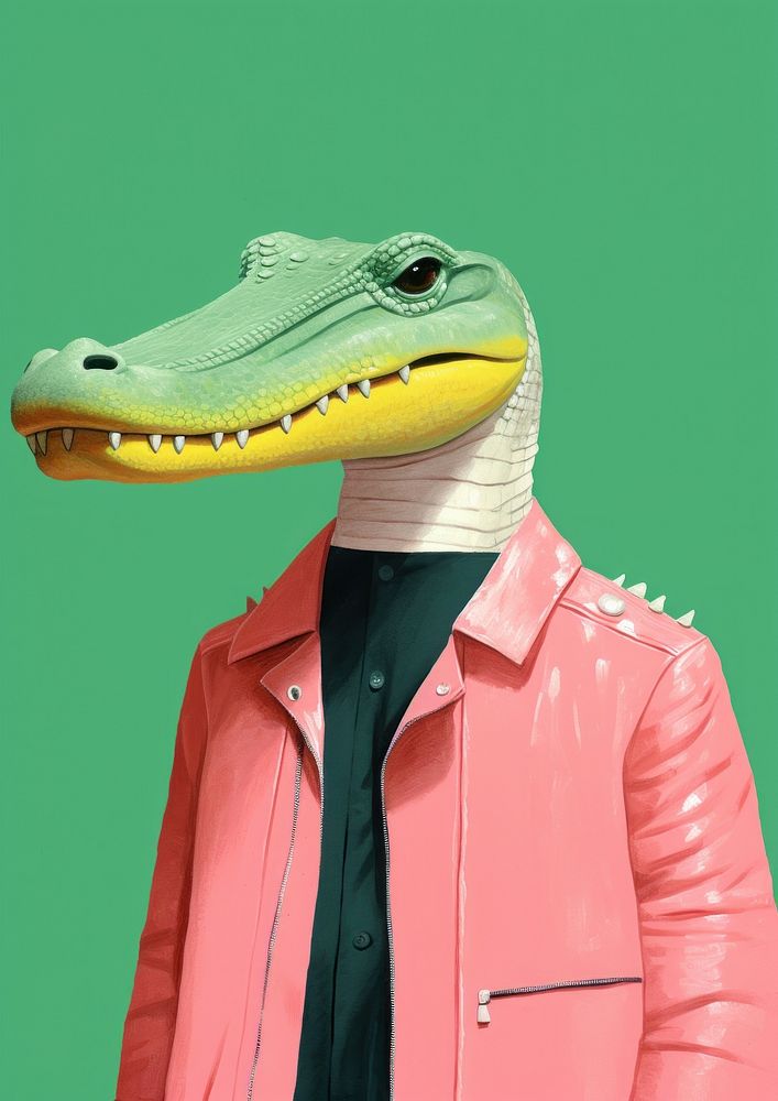 Crocodile in person character reptile animal jacket.