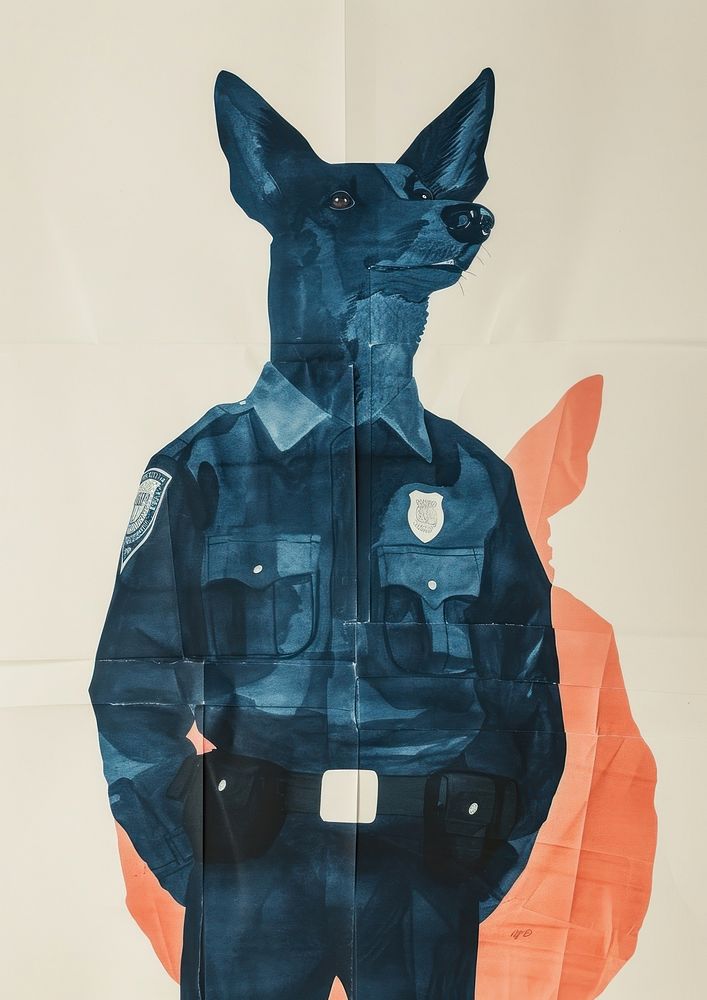 Police dog in person character mammal pet art.