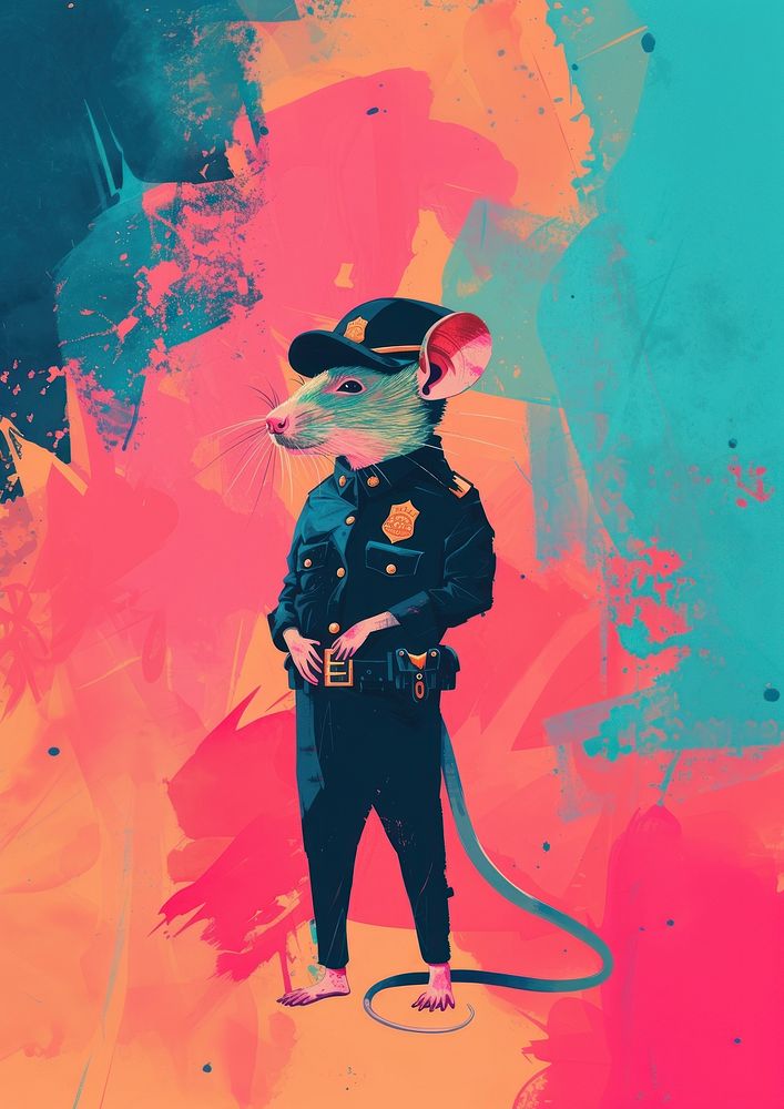 Police rat in person character cartoon adult creativity.