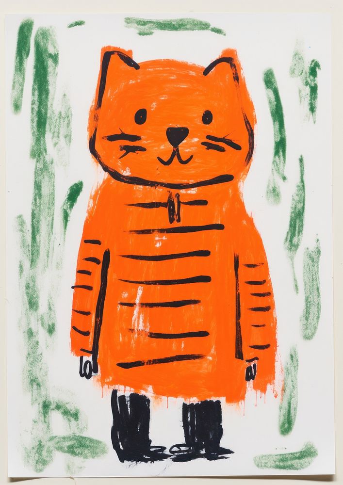 Orange cat art painting anthropomorphic.