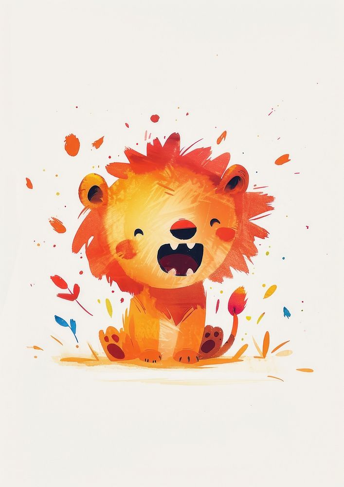 Lions are camping animal painting cute.