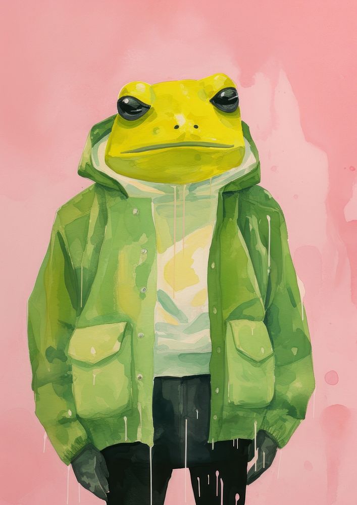 Frog in person character amphibian jacket adult.