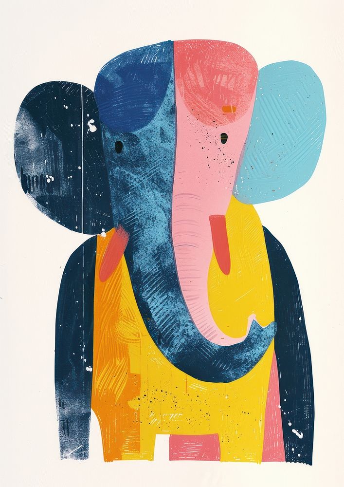 Elephant in person character art painting mammal.