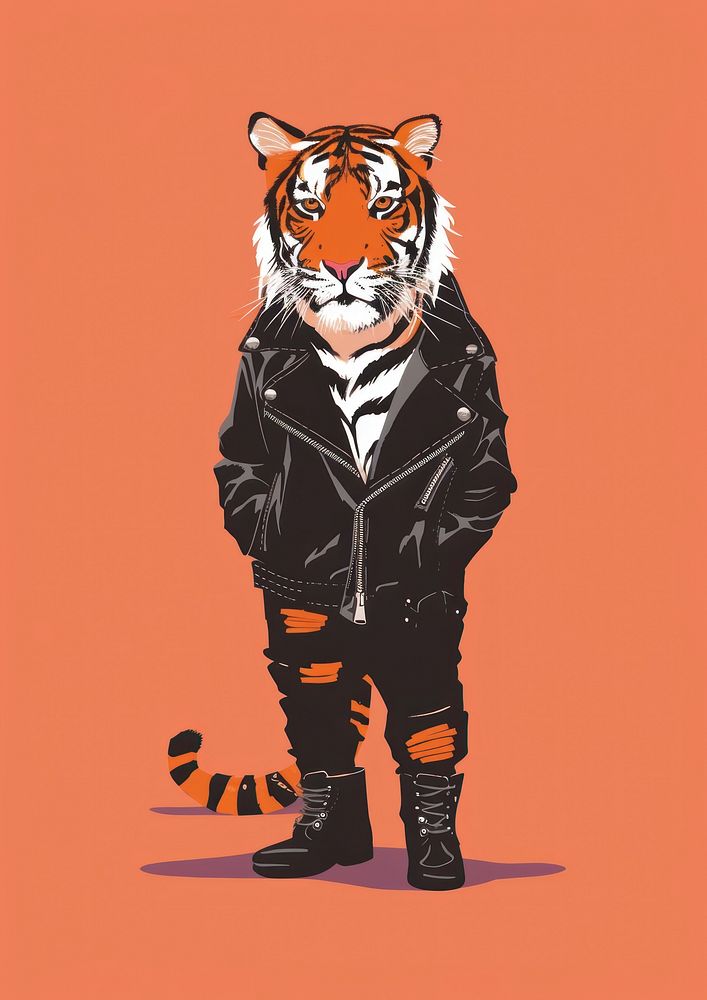 A tiger in person character jacket animal black.