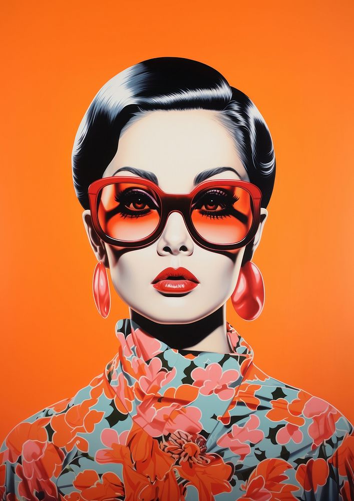 A Chinese woman wearing traditional Chinese attire and sunglasses fashion art elegance.