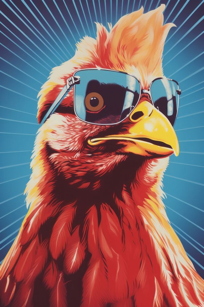 A chicken sunglasses animal bird.