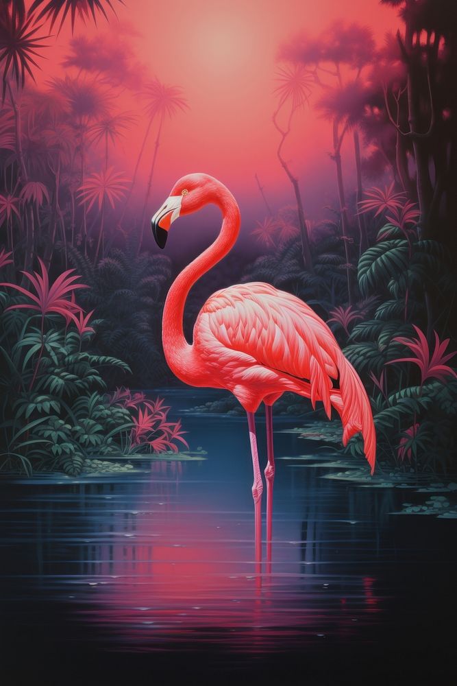 A flamingo outdoors animal bird.