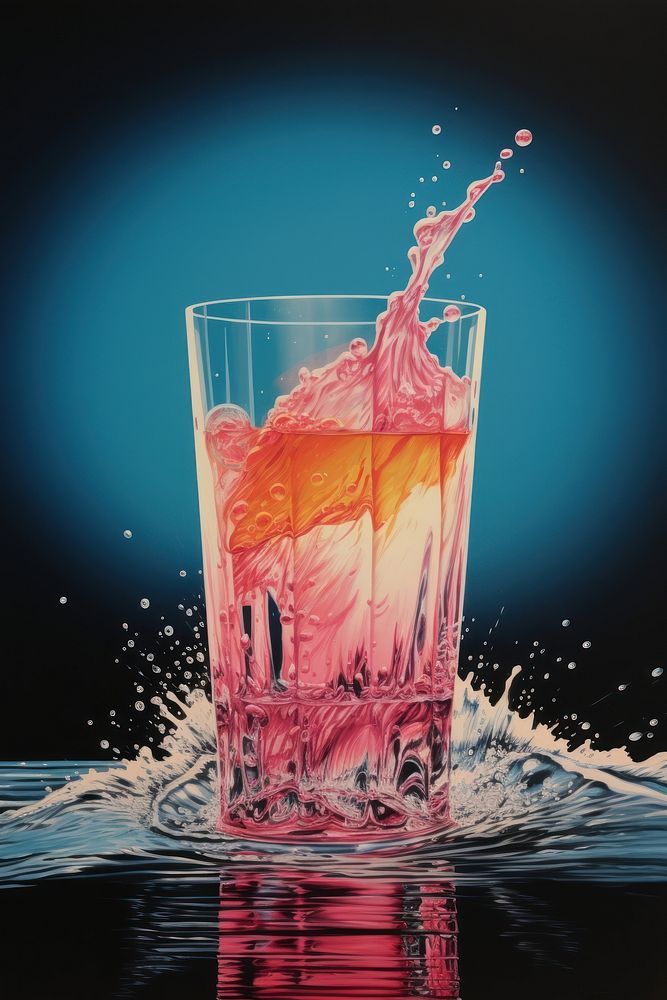 A water splash in a glass cocktail drink refreshment.