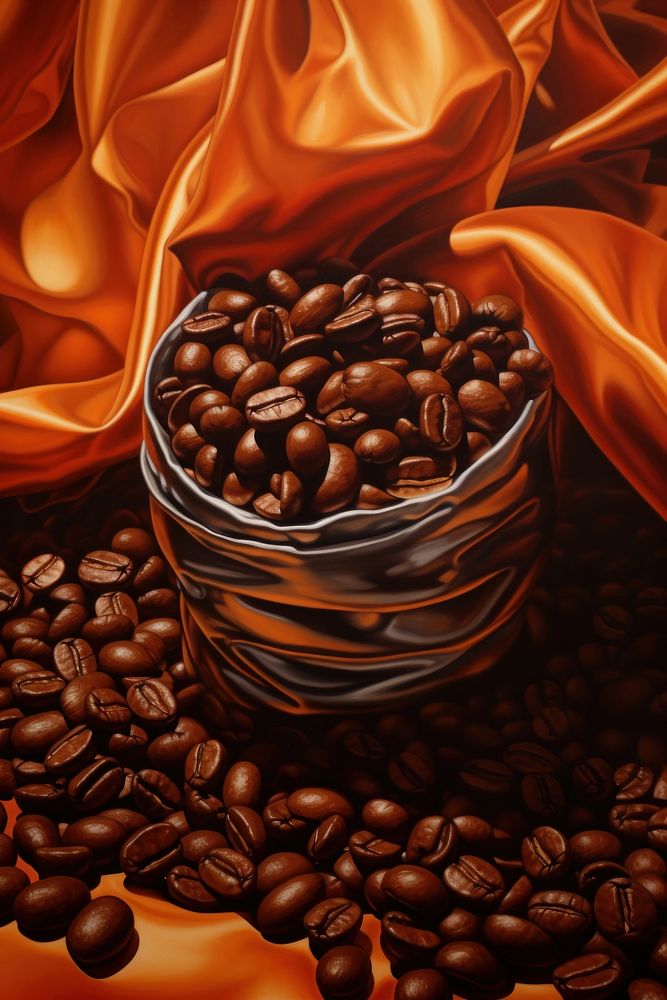 Coffee beans in a sack backgrounds refreshment freshness.