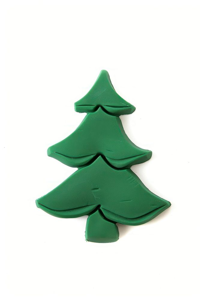 Cute plasticine christmas tree green white background confectionery.