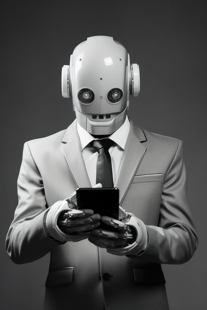 Robot holding a phone adult accessories electronics.