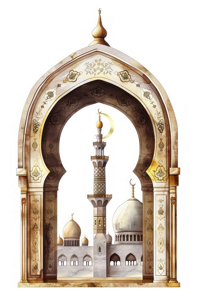 A oriental style Islamic windows and arches dome architecture building.