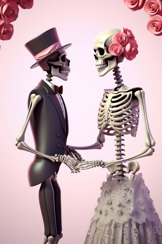 Female and male skeletons cartoon adult representation.