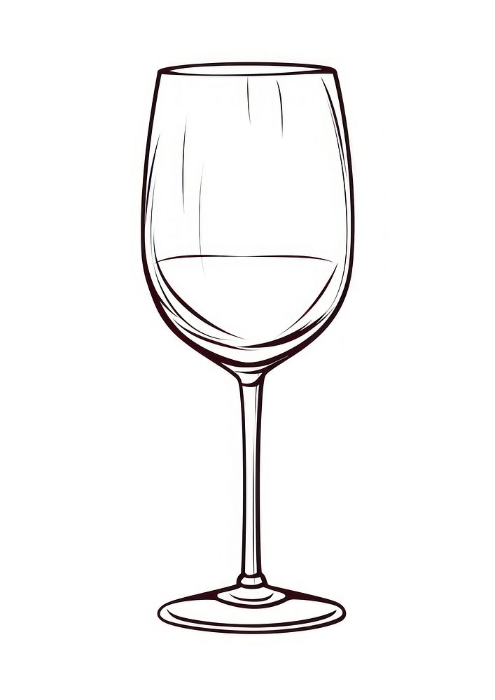 Wine glassoutline sketch drink white background refreshment.