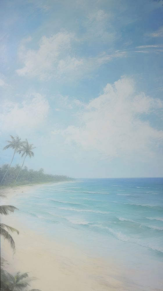 Beach and palm tree landscape outdoors horizon.
