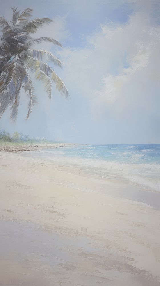 Beach and palm tree outdoors nature ocean.