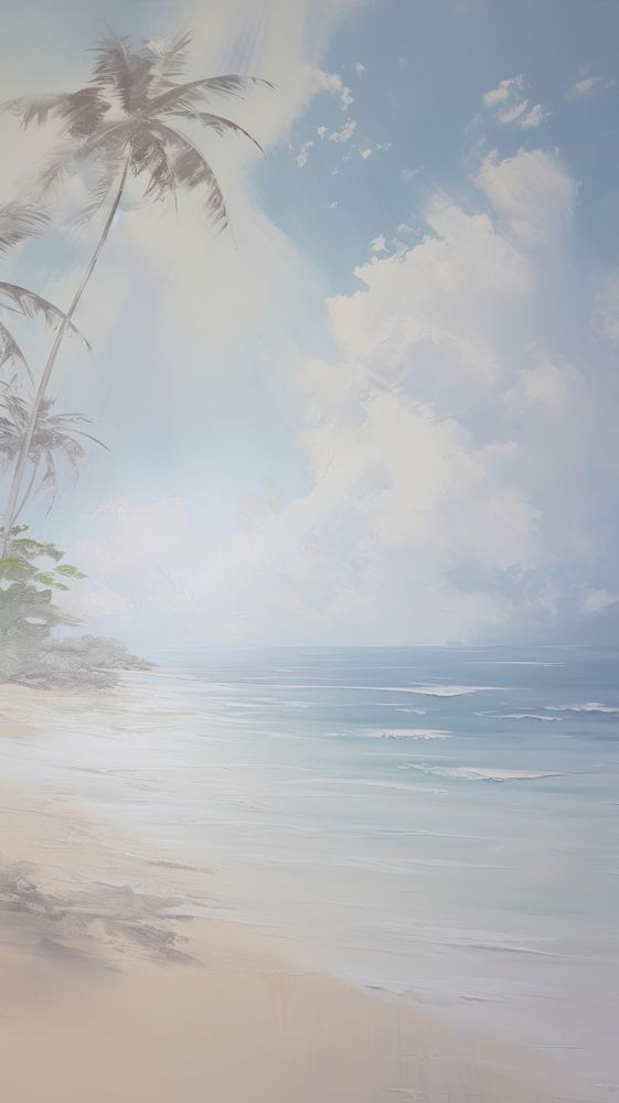 Beach and palm tree landscape outdoors horizon.