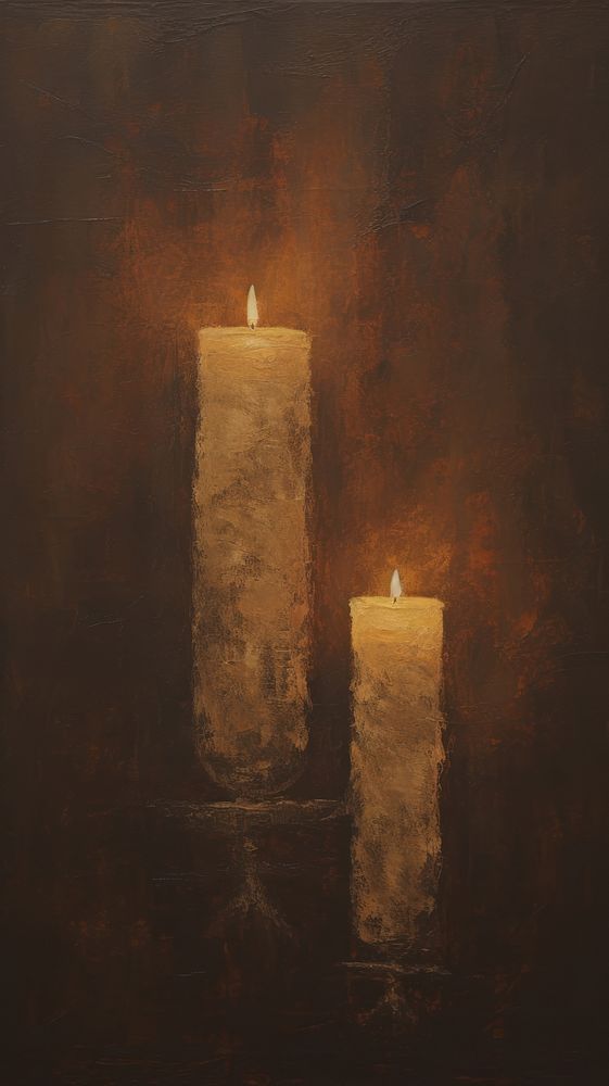 Candles illuminated painting darkness.