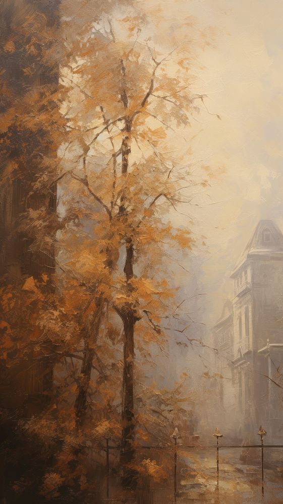 City in autumn outdoors painting nature.