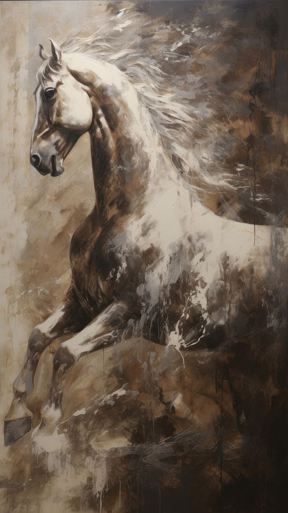 Horse art stallion painting.