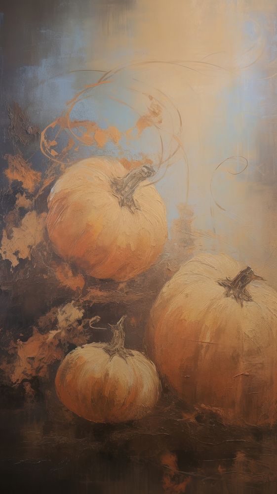 Pumpkins art painting food.