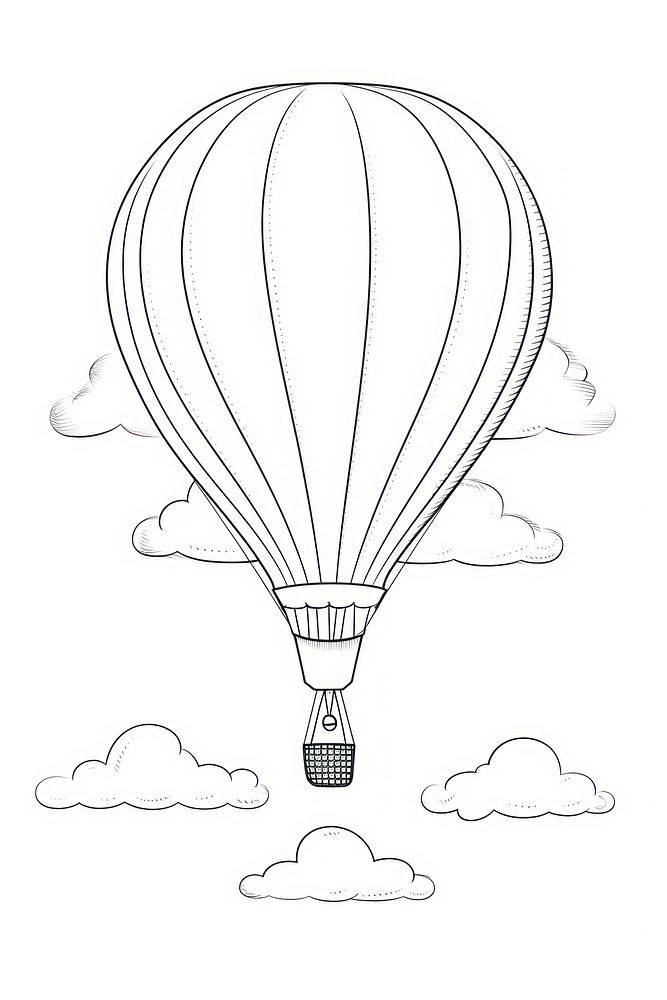 Balloon outline sketch aircraft vehicle transportation.