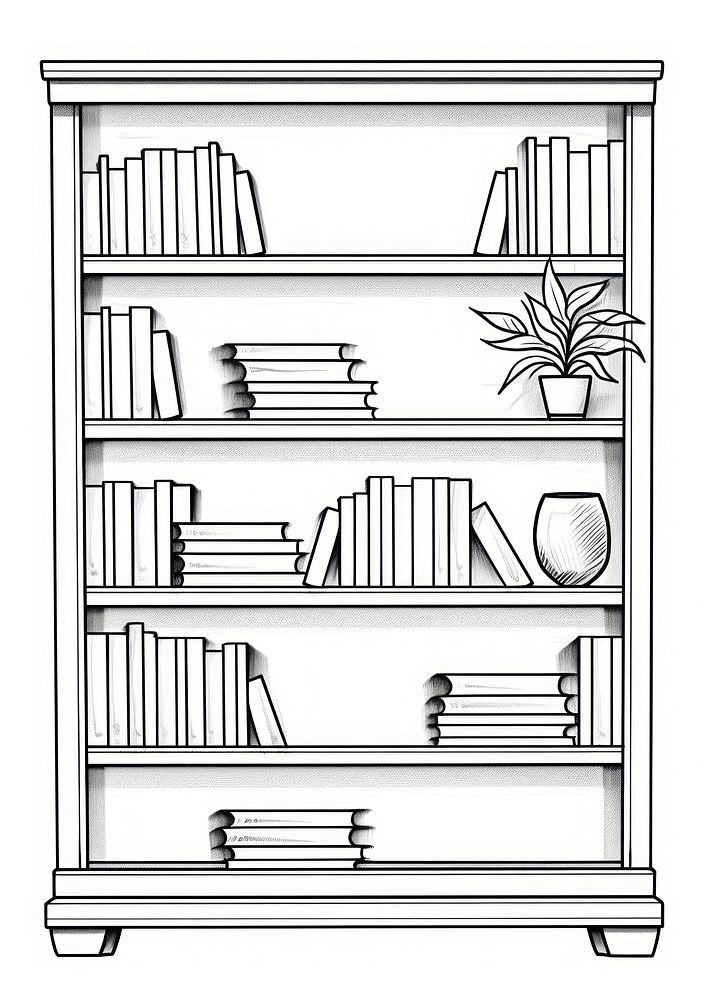 Book shelf outline sketch furniture bookshelf bookcase.
