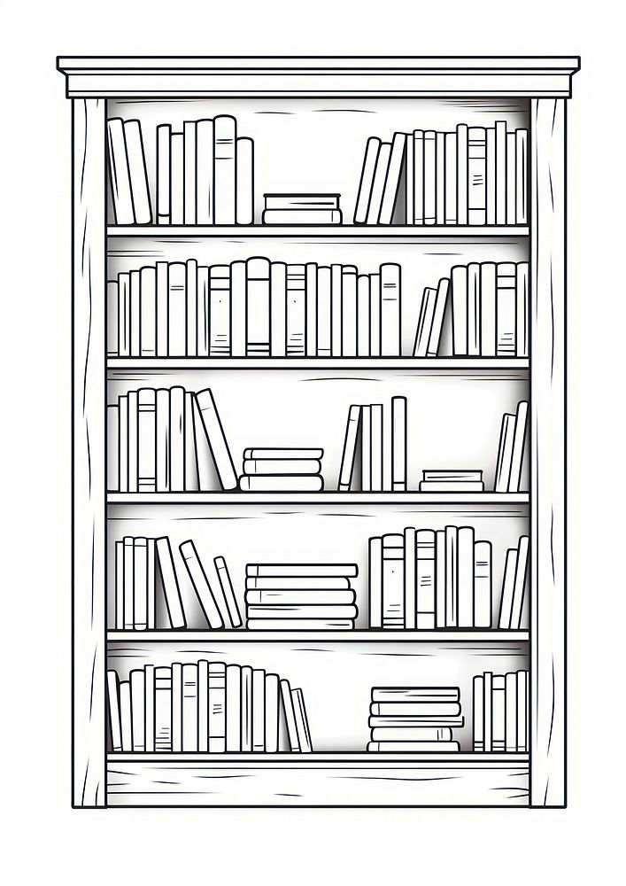 Book shelf outline sketch bookshelf furniture bookcase.