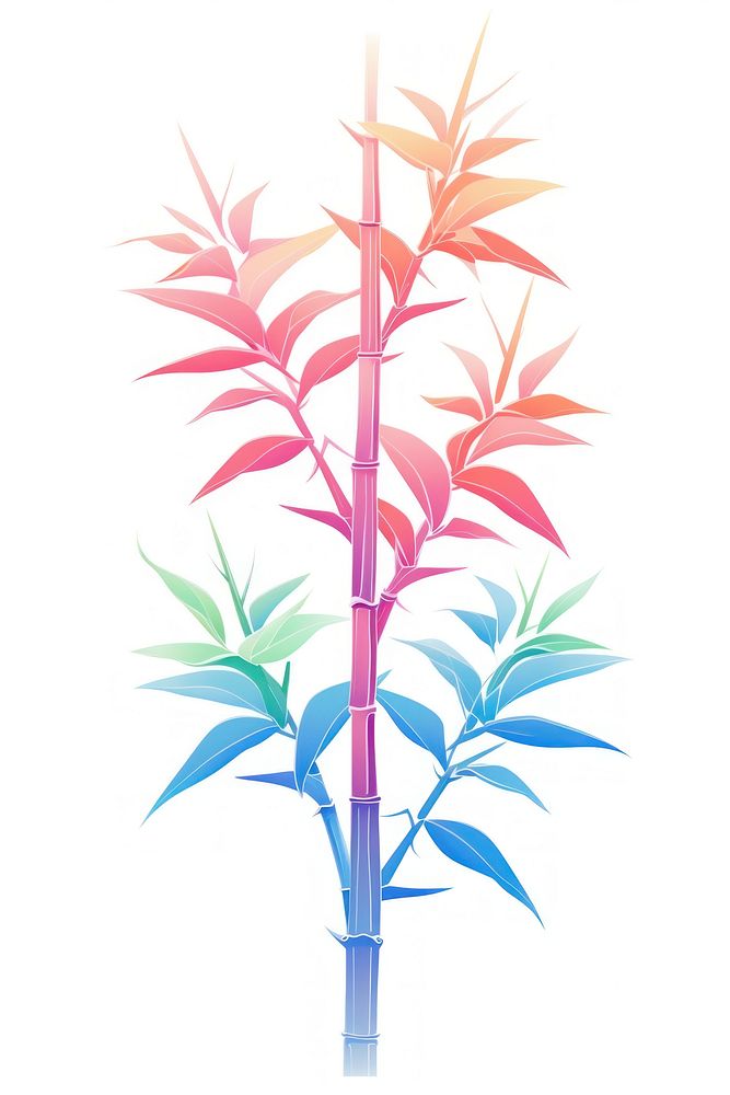 Bamboo tree Risograph style plant white background creativity.