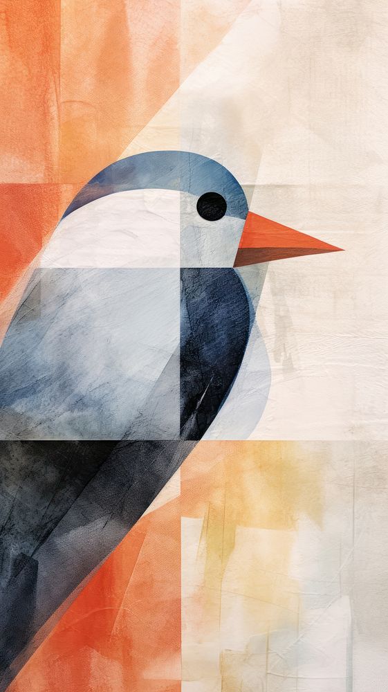 Bird painting collage art.