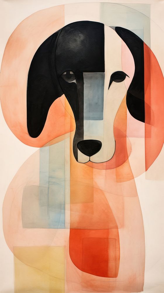 Dog abstract painting art.