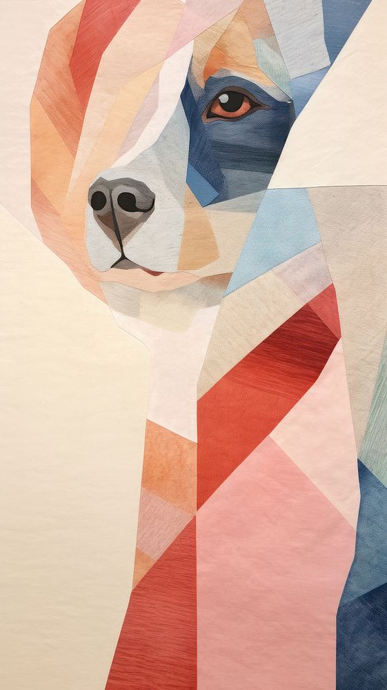 Dog painting collage art.