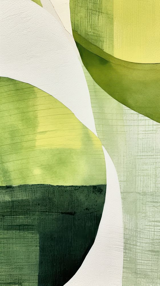 Green abstract painting collage.