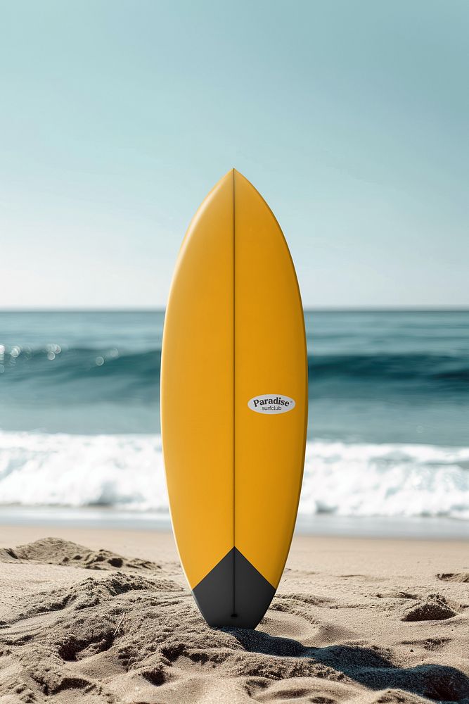 Yellow surfboard mockup psd