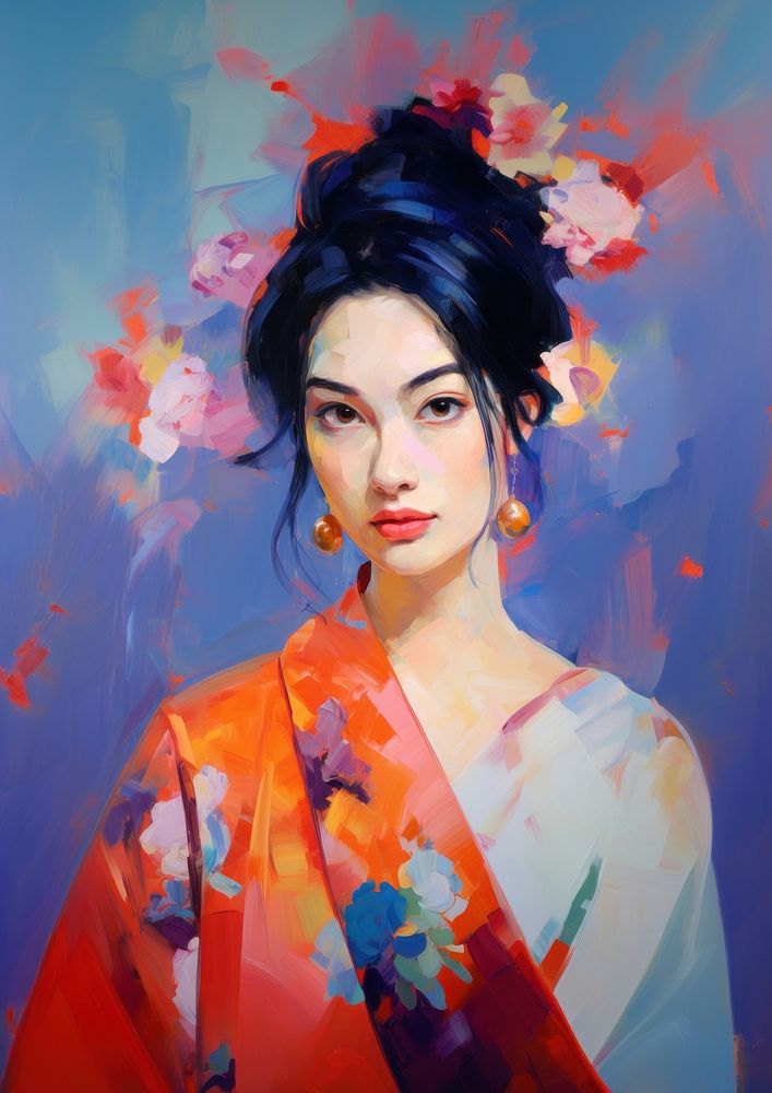 An Asian bride painting portrait fashion.