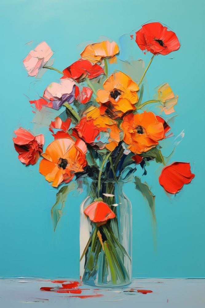 A bouquet of poppies painting flower petal.