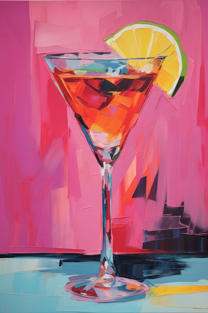 A cocktail placed on a book painting martini drink.