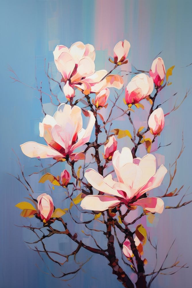 Magnolias painting blossom flower.