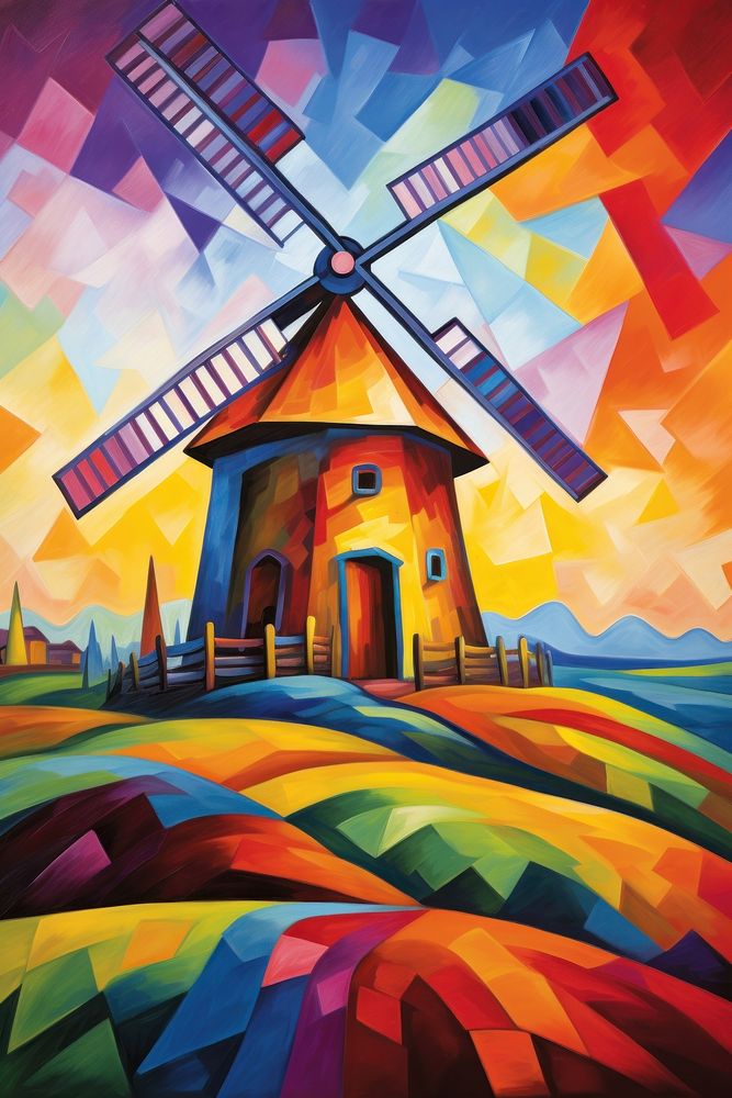 A barn with windmill in Netherlands painting outdoors art.