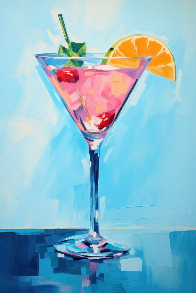 A blue Hawaii cocktail painting martini drink.