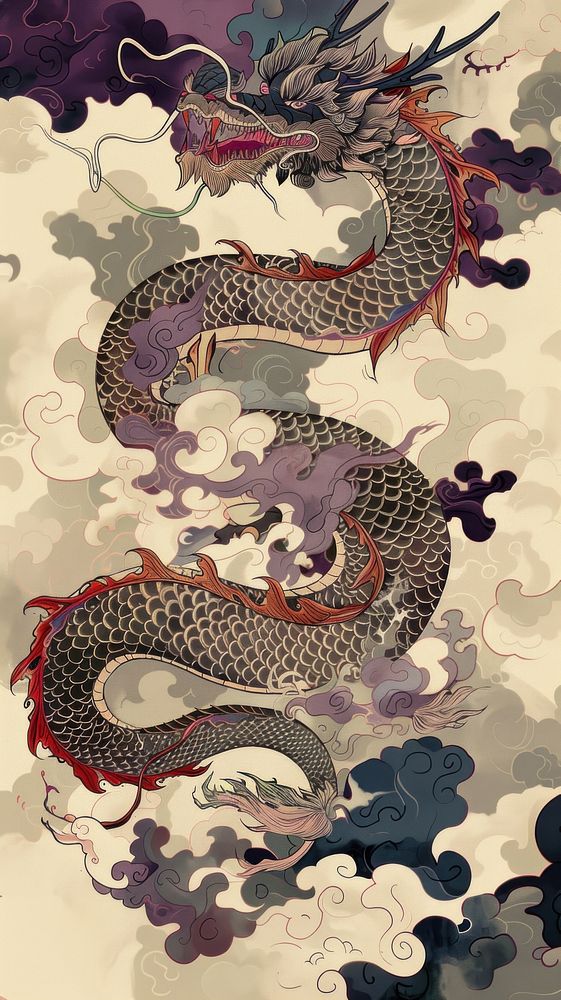 Painting clouded dragon creativity cartoon pattern.
