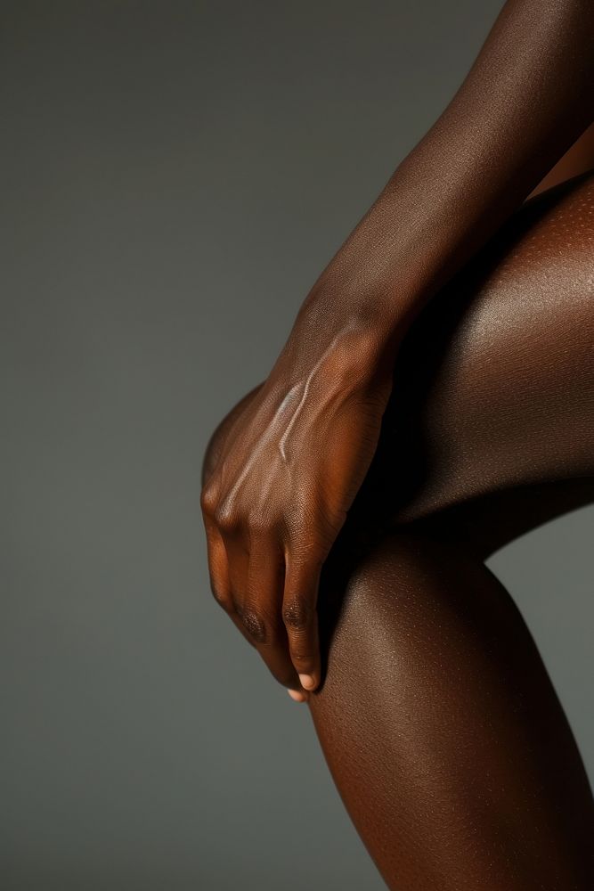 Black females bent knee adult gray gray background.