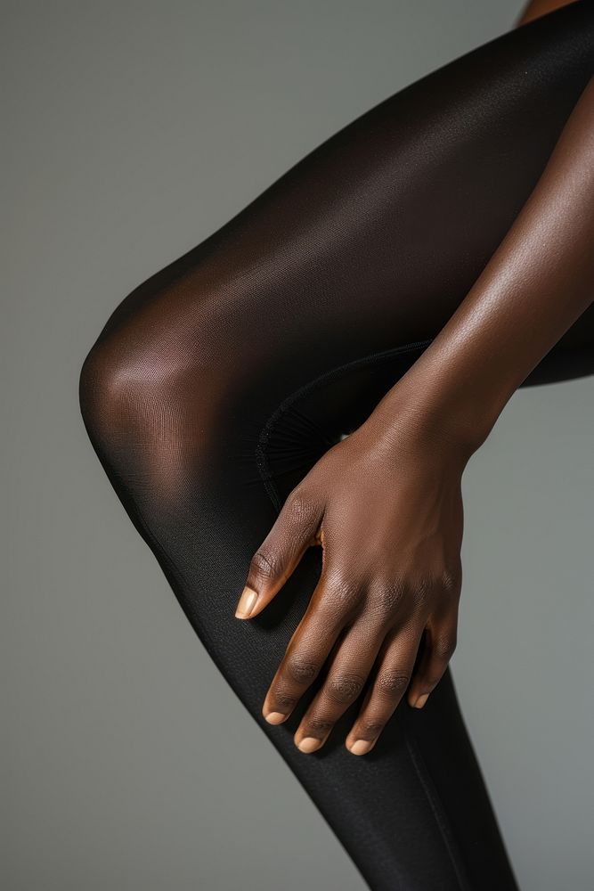 Black females bent knee adult gray pantyhose.